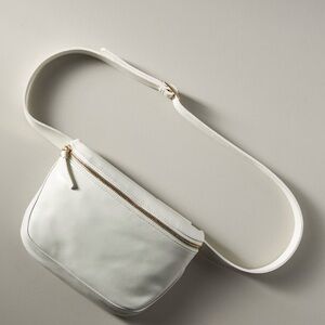 Clare V. Fanny White Leather Crossbody Belt Bag